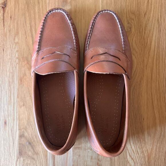 G.H. Bass Weejuns Men's Logan Flat Strap Leather Penny Loafer Tan Size 10 - Picture 7 of 14